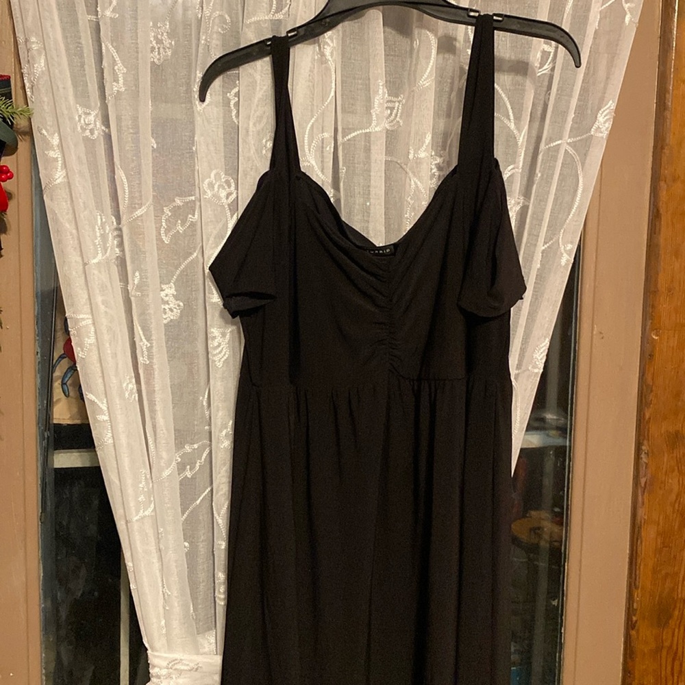 Black long tank off the shoulder shirt